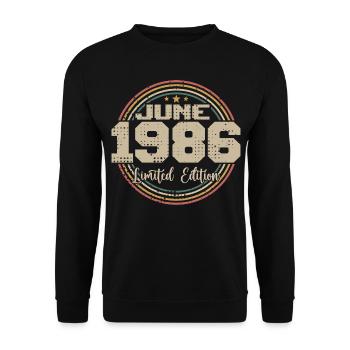 Born in June 1986 Birthday 11986 June 1986 June - Unisex Sweatshirt - black - Front - Alina (178cm) & Michal (187cm)