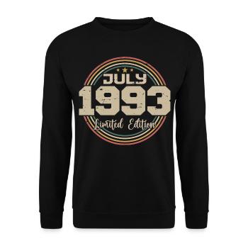 1993 Anniversaire Juillet 1993 Cadeau Juillet 1993 - Sweat-shirt Unisexe - noir - Devant - Alina (178cm) & Michal (187cm)