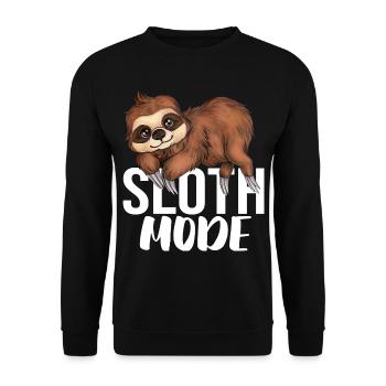 Sloth Mode Süßes Chibi Faultier Sloth Geschenk - Unisex Pullover - Schwarz - Vorne - Alina (178cm) & Michal (187cm)