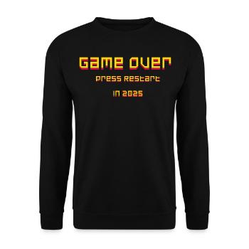 Game Over - Press Restart 2025 New Year's Eve Gift - Unisex Sweatshirt - black - Front - Alina (178cm) & Michal (187cm)