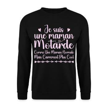 Fête des Mères - Maman Motarde Cool - Sweat-shirt Unisexe - noir - Devant - Alina (178cm) & Michal (187cm)