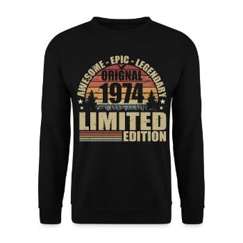 1974 Anniversaire 1974 tenue vintage 1974 Chemise - Sweat-shirt Unisexe - noir - Devant - Alina (178cm) & Michal (187cm)