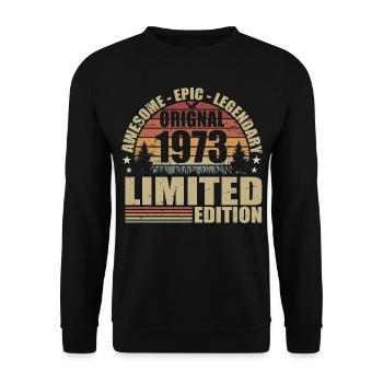1973 Anniversaire 1973 tenue vintage 1973 Chemise - Sweat-shirt Unisexe - noir - Devant - Alina (178cm) & Michal (187cm)