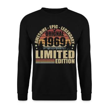 1969 Anniversaire 1969 tenue vintage 1969 Chemise - Sweat-shirt Unisexe - noir - Devant - Alina (178cm) & Michal (187cm)