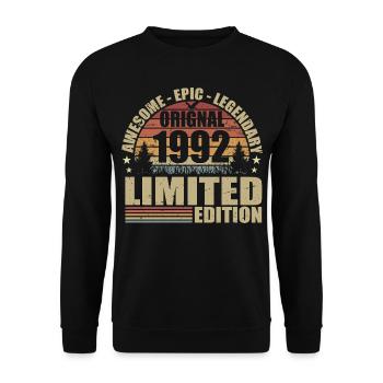 1992 Birthday 1992 Vintage Outfit 1992 Shirt - Unisex Sweatshirt - black - Front - Alina (178cm) & Michal (187cm)