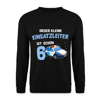6 Geburtstag Polizei 6 Jahre Alt - Unisex Pullover - Schwarz - Vorne - Alina (178cm) & Michal (187cm)