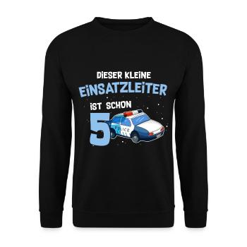 5 Geburtstag Polizei 5 Jahre Alt - Unisex Pullover - Schwarz - Vorne - Alina (178cm) & Michal (187cm)