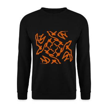 rote Blume Muster moderne Kunst - Unisex Pullover - Schwarz - Vorne - Alina (178cm) & Michal (187cm)