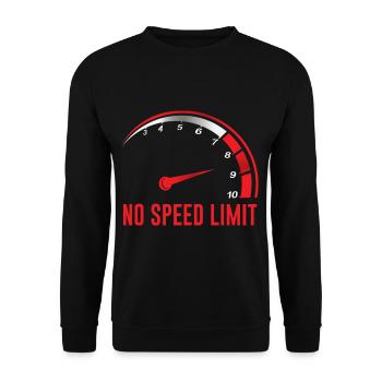 Auto Rennen Humor Kein Tempolimit Mechaniker Pferd - Unisex Pullover - Schwarz - Vorne - Alina (178cm) & Michal (187cm)