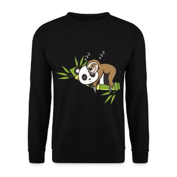 Sloth Panda Sleeping Shirt Chemise de nuit Pyjama - Sweat-shirt Unisexe - noir - Devant - Alina (178cm) & Michal (187cm)