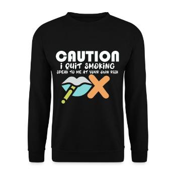 Attention J’ai arrêté de fumer Parlez - Sweat-shirt Unisexe - noir - Devant - Alina (178cm) & Michal (187cm)