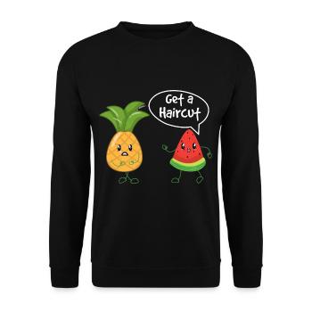 Got A Haircut Pineapple Melon Joke - Unisex Sweatshirt - black - Front - Alina (178cm) & Michal (187cm)