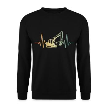 Heartbeat Heartline Heart Rate Excavator ECG Pulse - Unisex Sweatshirt - black - Front - Alina (178cm) & Michal (187cm)