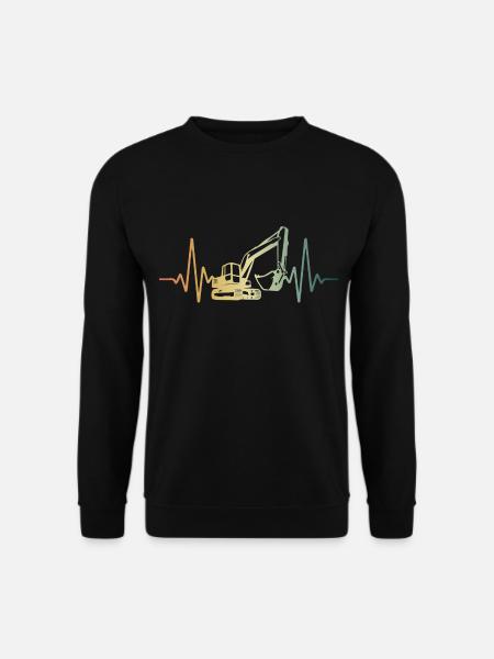 Herzschlag Herzlinie Herzfrequenz Bagger EKG Puls - Unisex Pullover - Schwarz