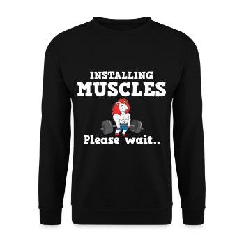 Einhorn Muskel Workout Fitness Training Sport - Unisex Pullover - Schwarz - Vorne - Alina (178cm) & Michal (187cm)