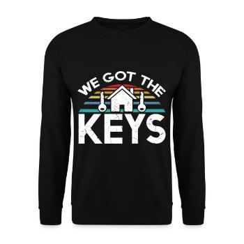 We Got The Keys Distressed Vintage - Unisex Sweatshirt - black - Front - Alina (178cm) & Michal (187cm)