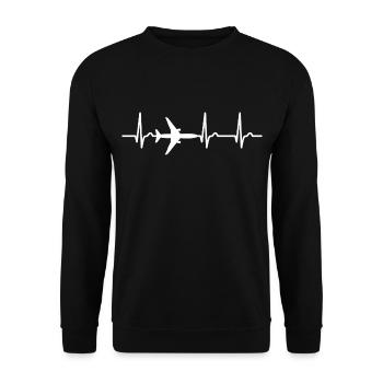 ECG curve - heart curve - pulse - pilot - airplane - Unisex Sweatshirt - black - Front - Alina (178cm) & Michal (187cm)