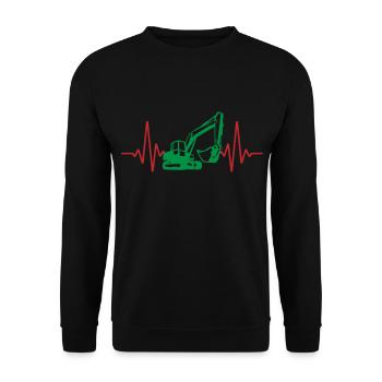 Heartbeat Heart Line Excavator ECG | Colors can be changed - Unisex Sweatshirt - black - Front - Alina (178cm) & Michal (187cm)