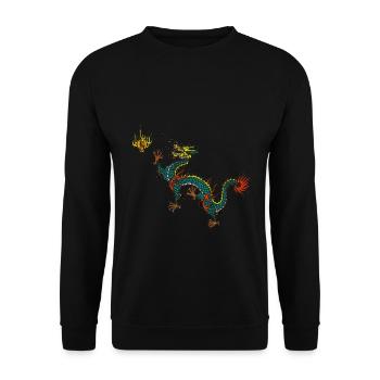 Drache Drachen - Unisex Pullover - Schwarz - Vorne - Alina (178cm) & Michal (187cm)