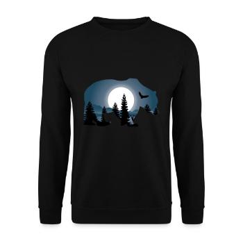 Baer Forest Moon Nature Forest Animal Animals Animal love - Unisex Sweatshirt - black - Front - Alina (178cm) & Michal (187cm)