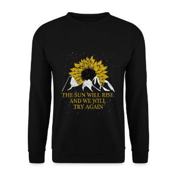 Sun mountains nature sunflower - Unisex Sweatshirt - black - Front - Alina (178cm) & Michal (187cm)