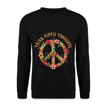 Hippie Hippies Peace Peace Sign Love - Unisex Sweatshirt - black - Front - Alina (178cm) & Michal (187cm)
