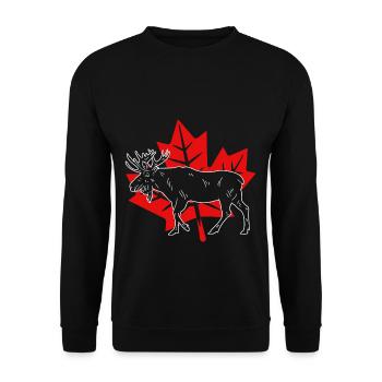 Canada Canadian Elk Maple Leaf Flag Canada - Unisex Sweatshirt - black - Front - Alina (178cm) & Michal (187cm)