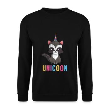 Unicorn Raccoon Unicoon Images drôles d'animaux - Sweat-shirt Unisexe - noir - Devant - Alina (178cm) & Michal (187cm)