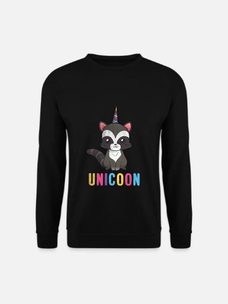Unicorn Raccoon Unicoon Images drôles d'animaux - Sweat-shirt Unisexe - noir