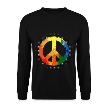 Friedensbewegung Frieden Hippie Peacezeichen - Unisex Pullover - Schwarz - Vorne - Alina (178cm) & Michal (187cm)