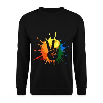 Peace Peace Sign - Unisex Sweatshirt - black - Front - Alina (178cm) & Michal (187cm)