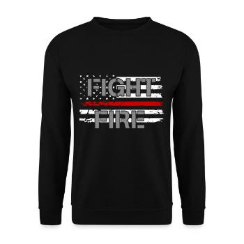 Feuerwehr USA Amerika Flagge Feuerwehrmann - Unisex Pullover - Schwarz - Vorne - Alina (178cm) & Michal (187cm)