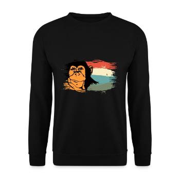 Affe Affen Tier Tiere Dschungel Afrika Zootier - Unisex Pullover - Schwarz - Vorne - Alina (178cm) & Michal (187cm)