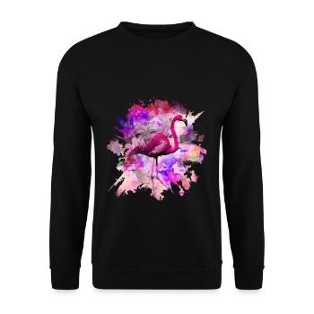 Pink flamingo - Unisex Sweatshirt - black - Front - Alina (178cm) & Michal (187cm)