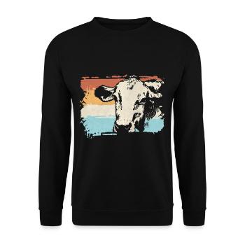 Bauer Kuh Bauernhof - Unisex Pullover - Schwarz - Vorne - Alina (178cm) & Michal (187cm)
