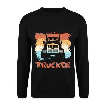 Trucker Truck Truck Lorry Trucker - Unisex Sweatshirt - black - Front - Alina (178cm) & Michal (187cm)