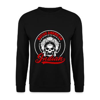 Native America Indianer indianisch Ureinwohner - Unisex Pullover - Schwarz - Vorne - Alina (178cm) & Michal (187cm)