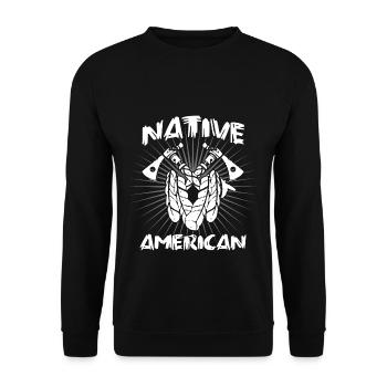 Indianer indianisch Ureinwohner Native - Unisex Pullover - Schwarz - Vorne - Alina (178cm) & Michal (187cm)