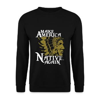 Indianer indianisch Native American Ureinwohner - Unisex Pullover - Schwarz - Vorne - Alina (178cm) & Michal (187cm)