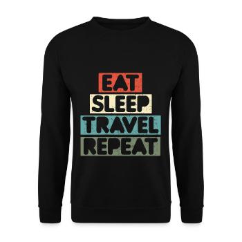 Tourists Traveller Manger Sleep Travel Repeat - Sweat-shirt Unisexe - noir - Devant - Alina (178cm) & Michal (187cm)