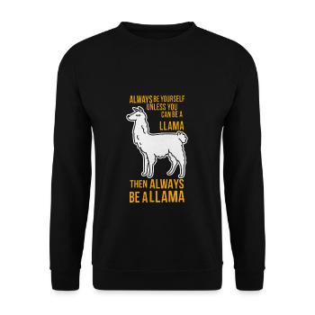 Lustige Tiere Llama - Unisex Sweatshirt - black - Front - Alina (178cm) & Michal (187cm)