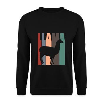 Llama Alpaca Retro Lustige Tiere - Unisex Pullover - Schwarz - Vorne - Alina (178cm) & Michal (187cm)