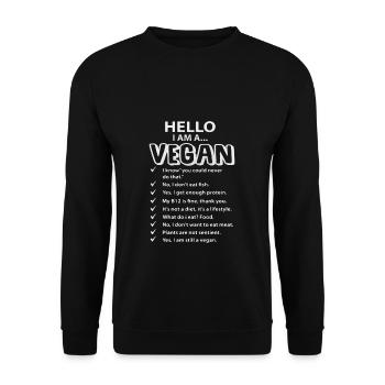 Bonjour Je suis Vegan Vegan Vegan - Sweat-shirt Unisexe - noir - Devant - Alina (178cm) & Michal (187cm)