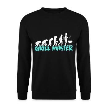 Grillkönig Evolution Grillmeister Grillsaison - Unisex Pullover - Schwarz - Vorne - Alina (178cm) & Michal (187cm)