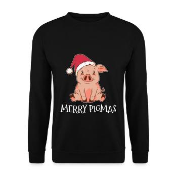Schwein Weihnachten - Unisex Pullover - Schwarz - Vorne - Alina (178cm) & Michal (187cm)