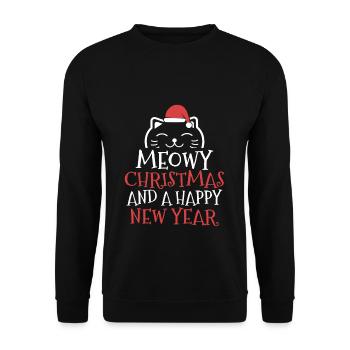 Cadeau chat chaton chat de noel - Sweat-shirt Unisexe - noir - Devant - Alina (178cm) & Michal (187cm)