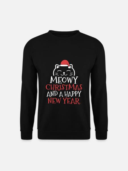 Weihnachten Katze Kätzchen Miezekatze Geschenk - Unisex Pullover - Schwarz