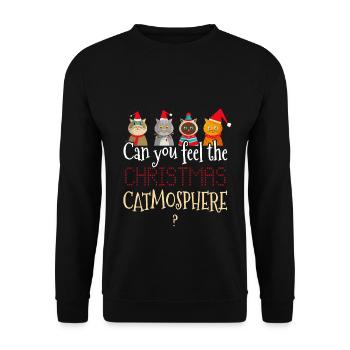 Cadeau de dame de chat chaton chats de noel - Sweat-shirt Unisexe - noir - Devant - Alina (178cm) & Michal (187cm)