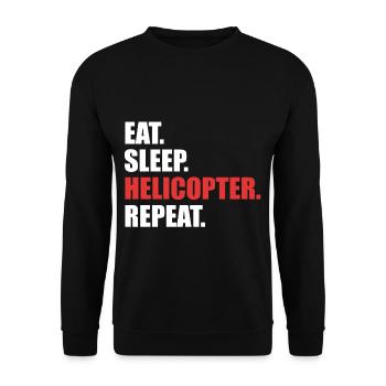 Pilote d'hélicoptère répété en hélicoptère Eat Sleep - Sweat-shirt Unisexe - noir - Devant - Alina (178cm) & Michal (187cm)