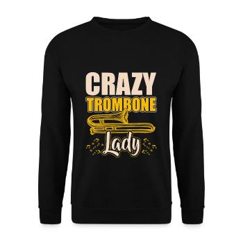 Crazy Trombone Lady Trombone Trombone - Unisex Sweatshirt - black - Front - Alina (178cm) & Michal (187cm)